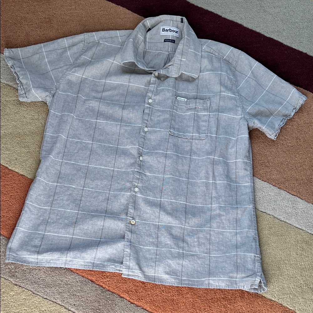 Barbour Light Gray Plaid Men's Shirt